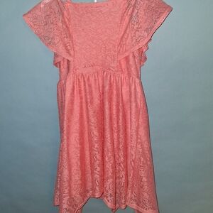 BCBGirls Coral Lace Flutter-Sleeve Party Dress